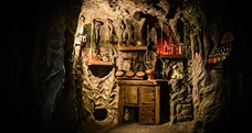 Grotte aménagée pour un tournage